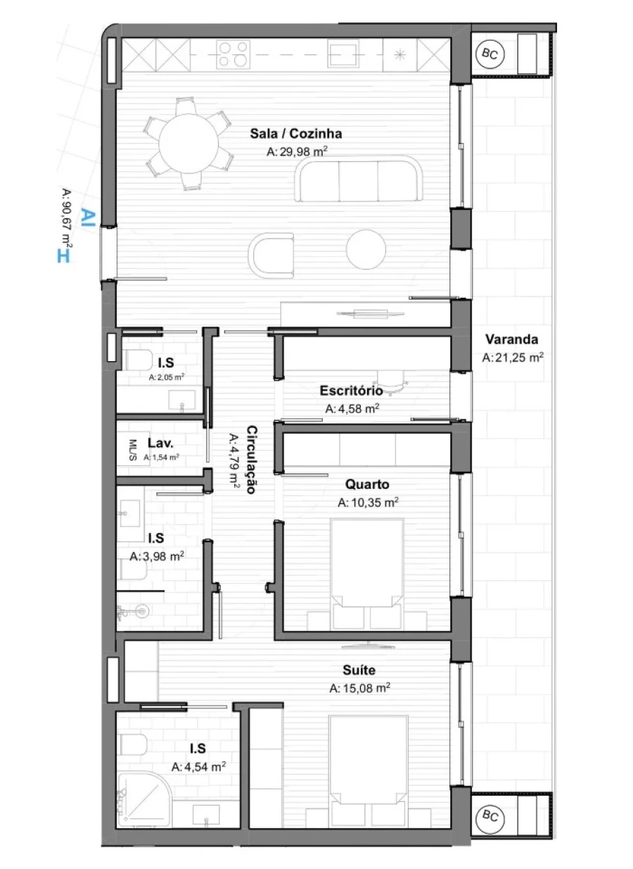 Apartamento T2 para Venda em São Bartolomeu de Messines Planta 1
