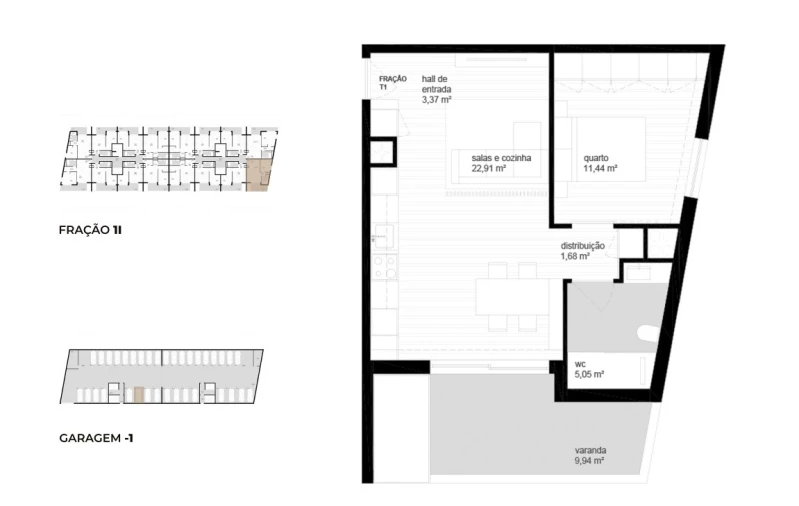 Apartamento T1 para Venda em Vila Nova de Cerveira e Lovelhe Planta 1