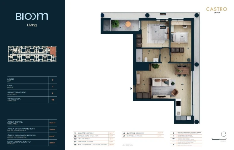 Apartamento T2 para Venda em Moreira Planta 1