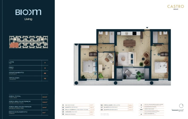 Apartamento T3 para Venda em Moreira Planta 1