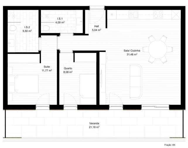 Apartamento T2 para Venda em Portimão Planta 1
