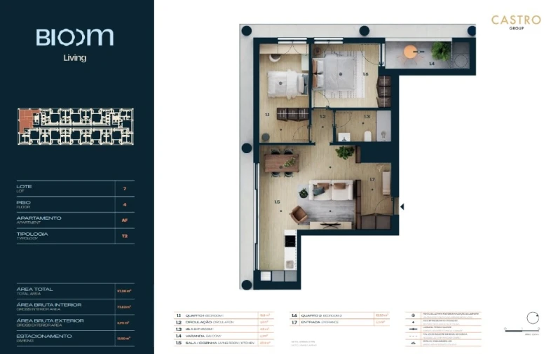 Apartamento T2 para Venda em Moreira Planta 1