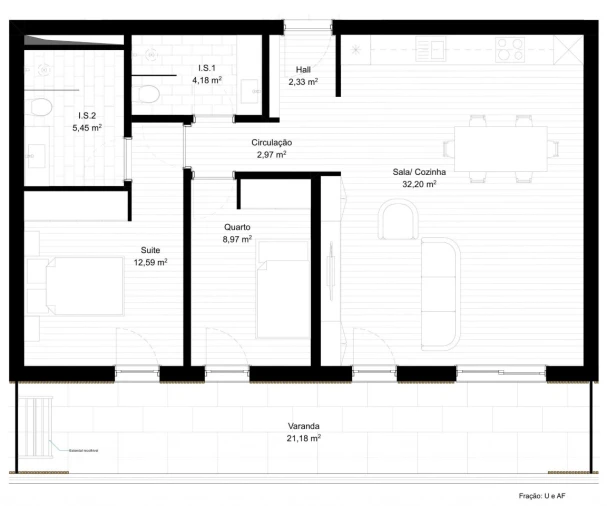Apartamento T2 para Venda em Portimão Planta 1