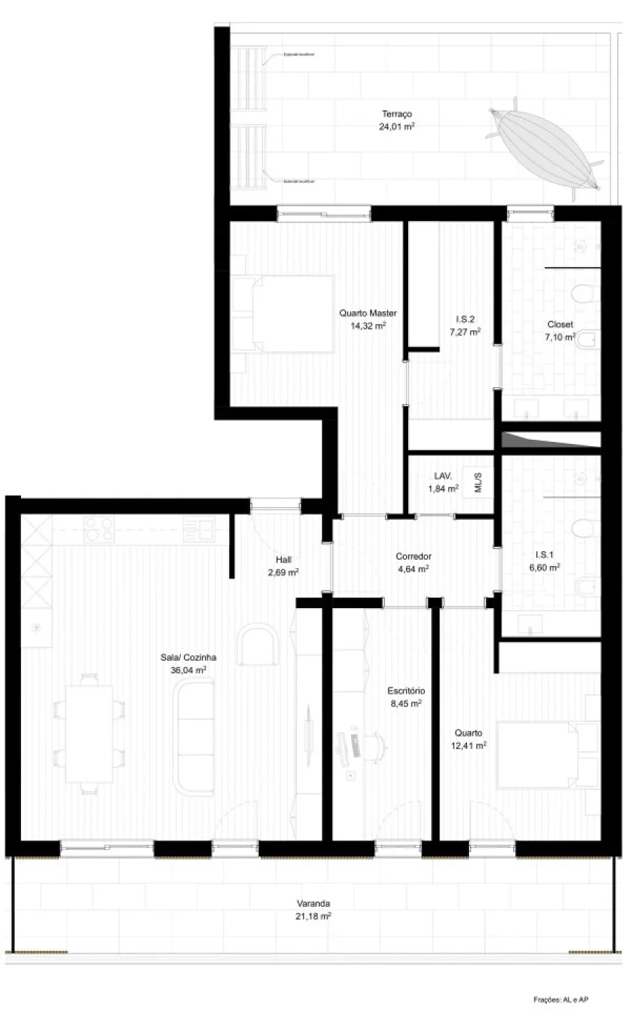 Apartamento T2 para Venda em Portimão Planta 1