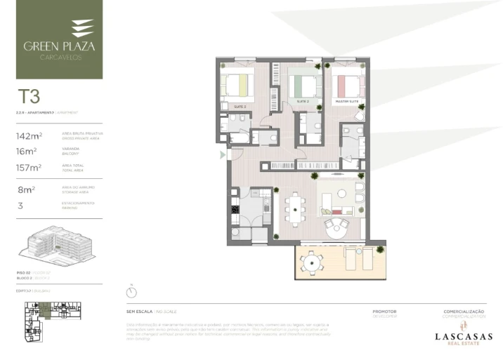 Apartamento T3 para Venda em Carcavelos e Parede Planta 1