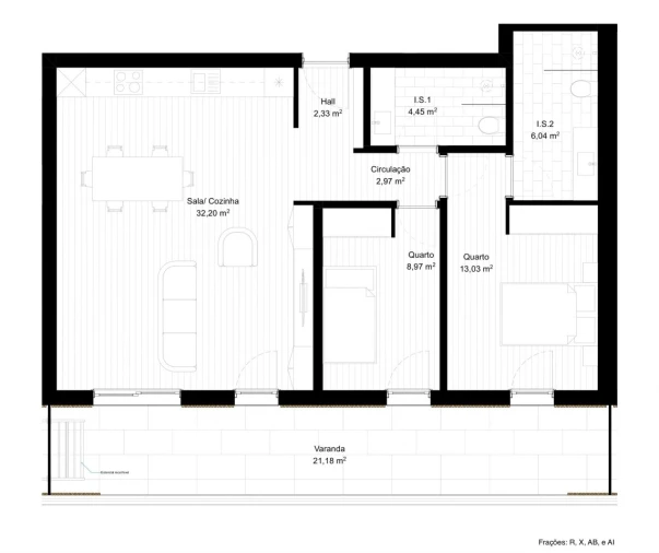 Apartamento T2 para Venda em Portimão Planta 1