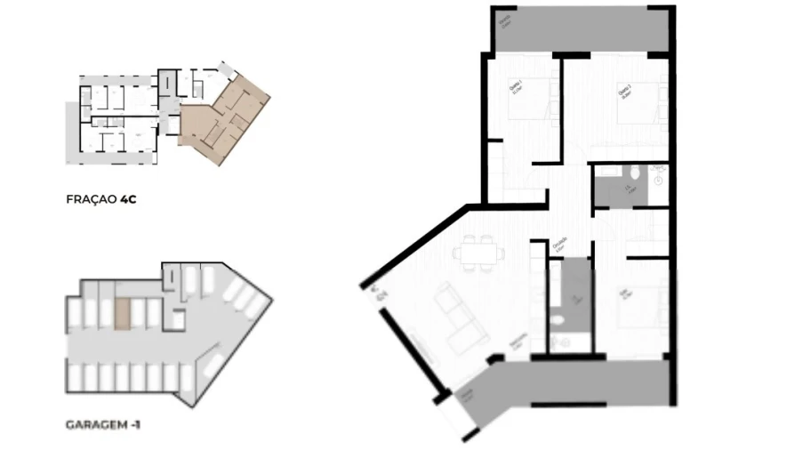 Apartamento T3 para Venda em Pedrouços Planta 1