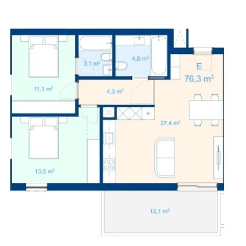 Apartamento T2 para Venda em Mafamude e Vilar do Paraíso Planta 1