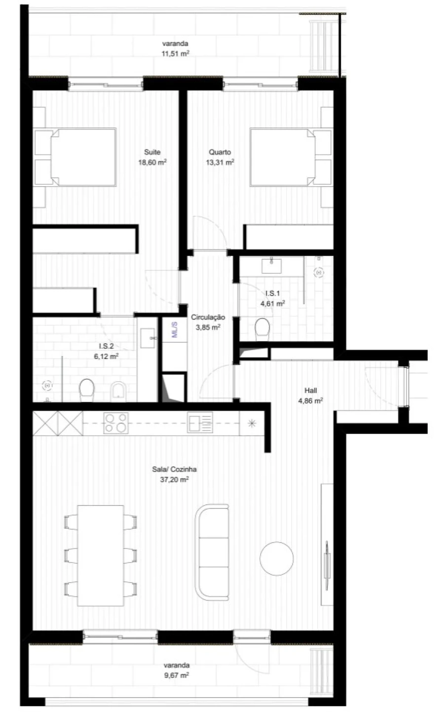 Apartamento T2 para Venda em Portimão Planta 1