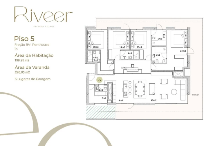 Apartamento T4 para Venda em Paços de Ferreira Planta 1