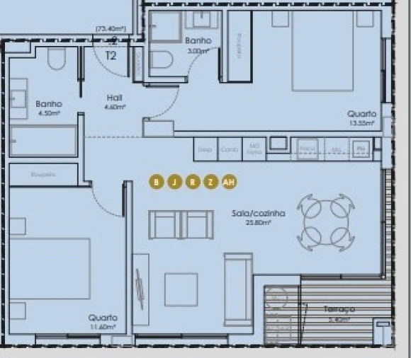 Apartamento T2 para Venda em Canidelo Planta 1