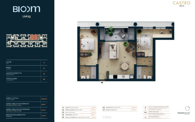 Apartamento T2 para Venda em Moreira Planta 1