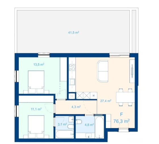 Apartamento T2 para Venda em Mafamude e Vilar do Paraíso Planta 1