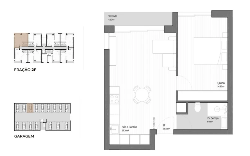 Apartamento T1 para Venda em Vila Praia de Ancora Planta 1