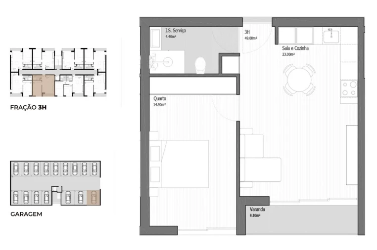 Apartamento T1 para Venda em Vila Praia de Ancora Planta 1