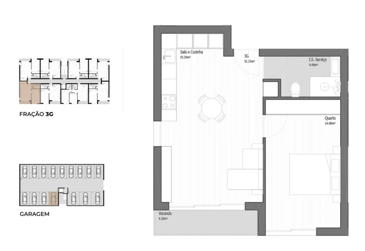 Apartamento T1 para Venda em Vila Praia de Ancora Planta 1