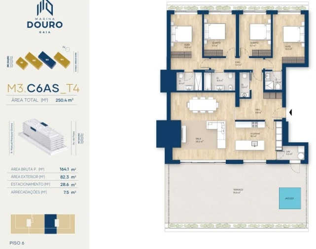 Apartamento T4 para Venda em Canidelo Planta 1
