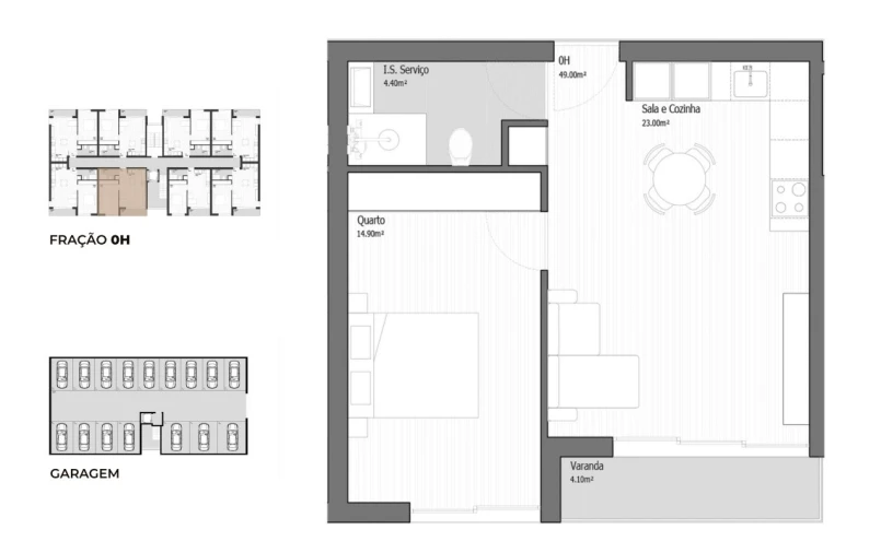 Apartamento T1 para Venda em Vila Praia de Ancora Planta 1