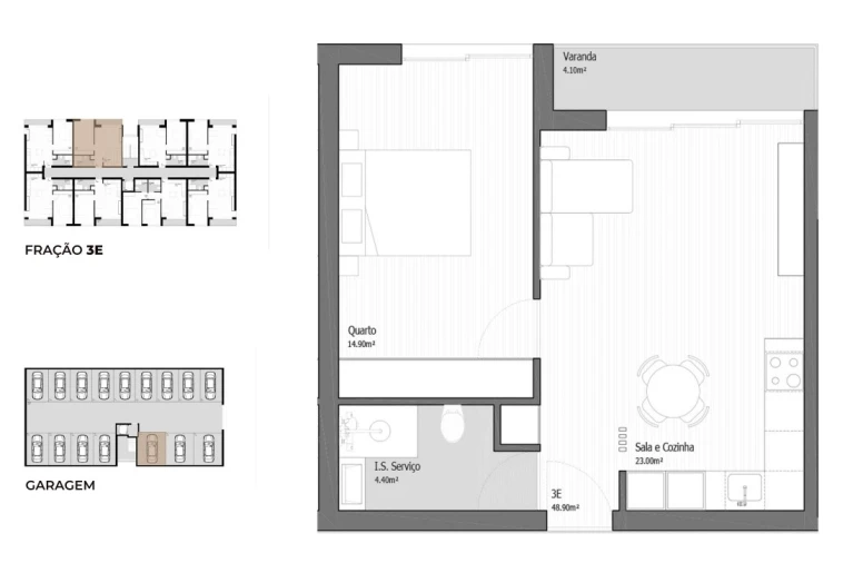 Apartamento T1 para Venda em Vila Praia de Ancora Planta 1