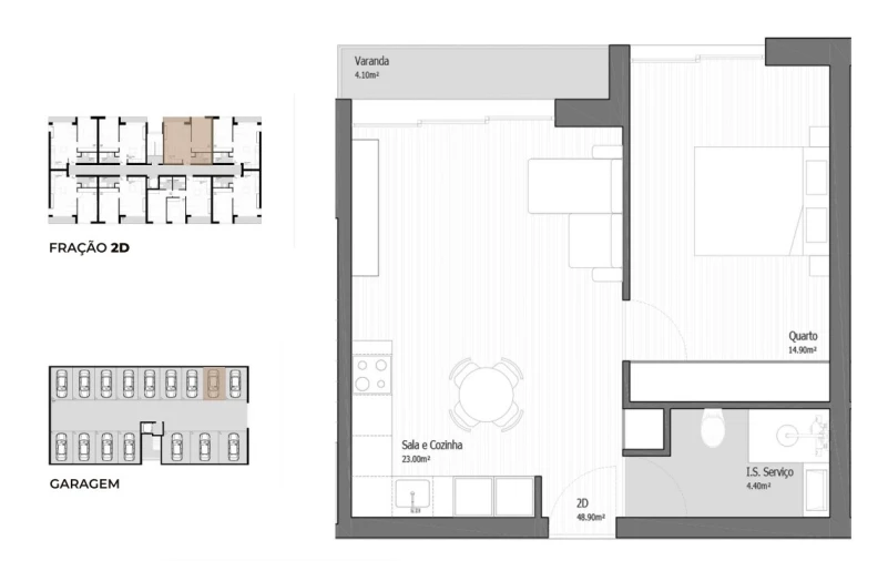 Apartamento T1 para Venda em Vila Praia de Ancora Planta 1