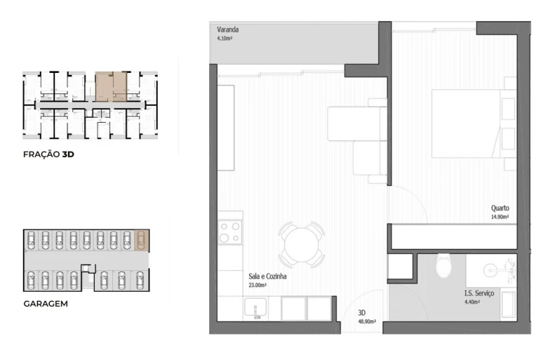 Apartamento T1 para Venda em Vila Praia de Ancora Planta 1