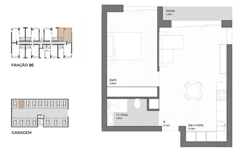 Apartamento T1 para Venda em Vila Praia de Ancora Planta 1