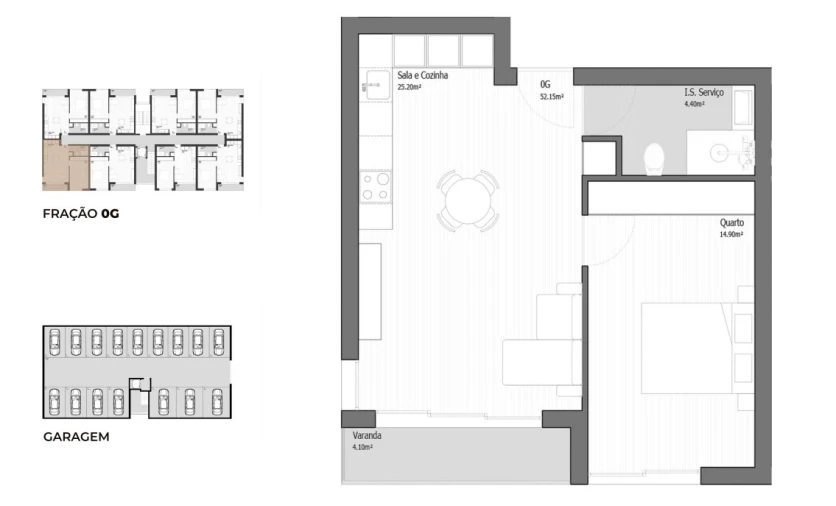 Apartamento T1 para Venda em Vila Praia de Ancora Planta 1