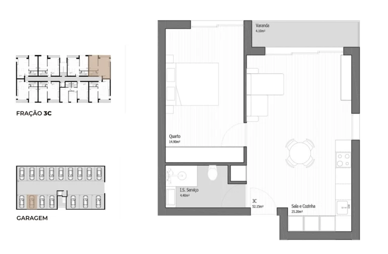 Apartamento T1 para Venda em Vila Praia de Ancora Planta 1