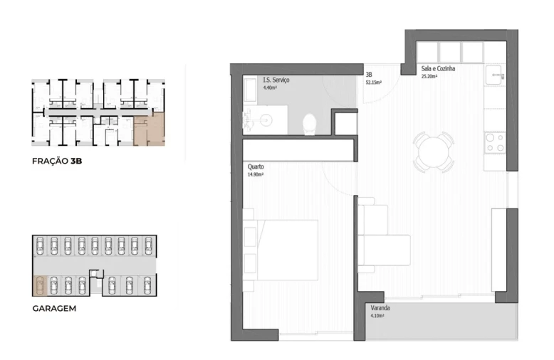 Apartamento T1 para Venda em Vila Praia de Ancora Planta 1