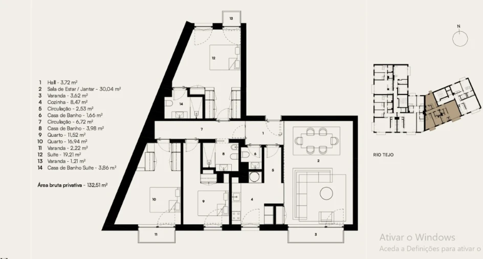 Apartamento T3 para Venda em Alcantara Planta 1