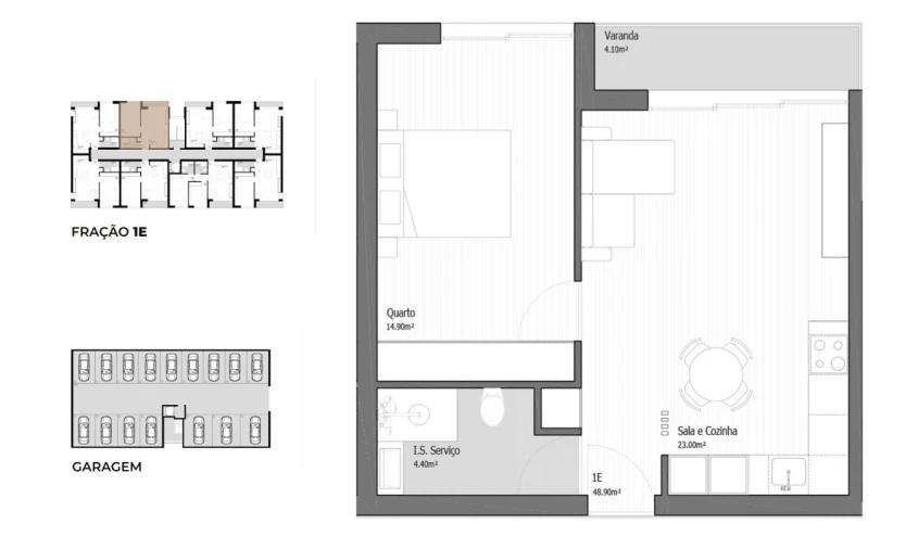 Apartamento T1 para Venda em Vila Praia de Ancora Planta 1