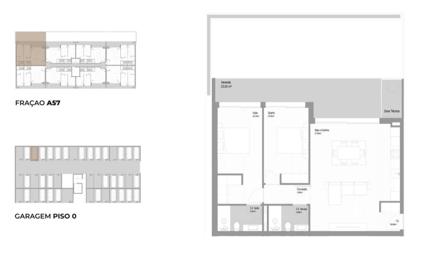 Apartamento T2 para Venda em Fânzeres e São Pedro da Cova Planta 1