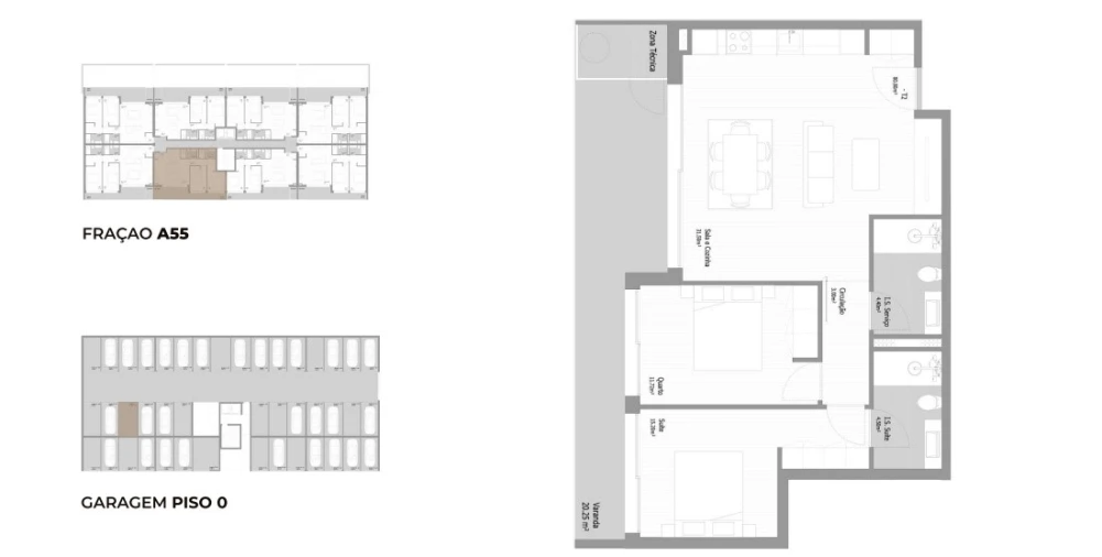 Apartamento T2 para Venda em Fânzeres e São Pedro da Cova Planta 1