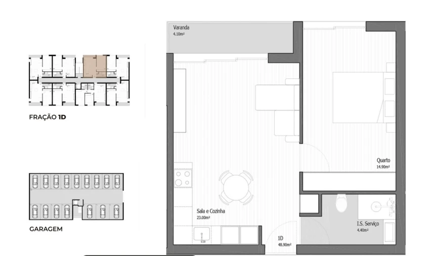 Apartamento T1 para Venda em Vila Praia de Ancora Planta 1