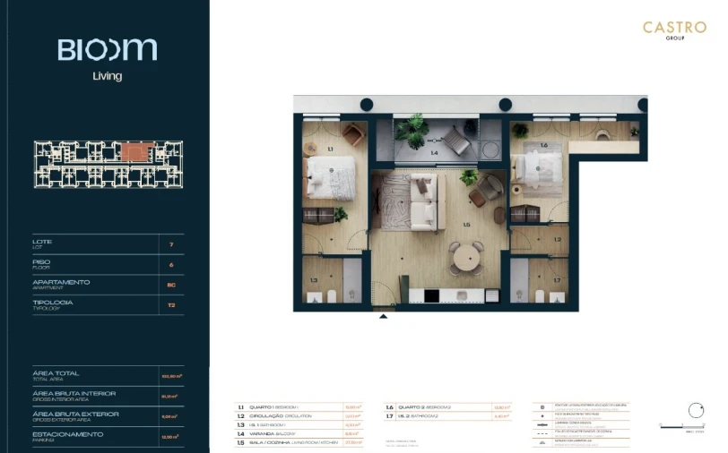 Apartamento T2 para Venda em Moreira Planta 1