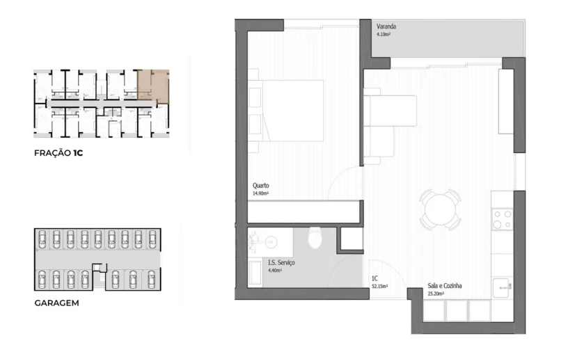 Apartamento T1 para Venda em Vila Praia de Ancora Planta 1