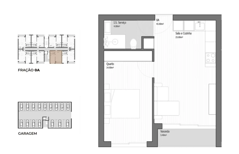 Apartamento T1 para Venda em Vila Praia de Ancora Planta 1