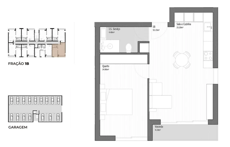Apartamento T1 para Venda em Vila Praia de Ancora Planta 1
