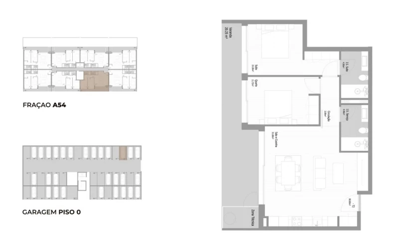 Apartamento T2 para Venda em Fânzeres e São Pedro da Cova Planta 1