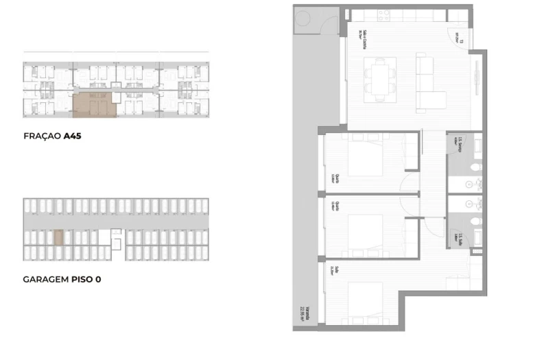 Apartamento T3 para Venda em Fânzeres e São Pedro da Cova Planta 1