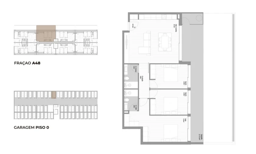 Apartamento T3 para Venda em Fânzeres e São Pedro da Cova Planta 1