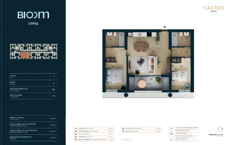 Apartamento T2 para Venda em Moreira Planta 1