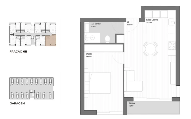 Apartamento T1 para Venda em Vila Praia de Ancora Planta 1