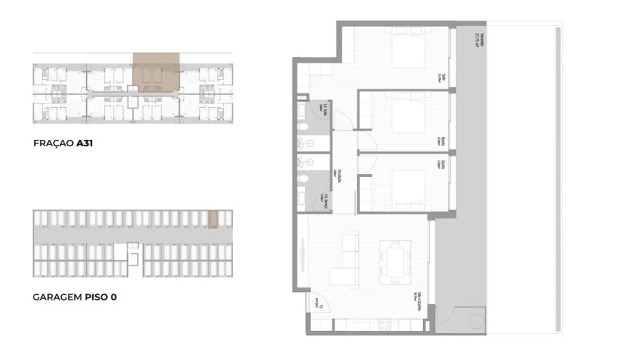 Apartamento T3 para Venda em Fânzeres e São Pedro da Cova Planta 1