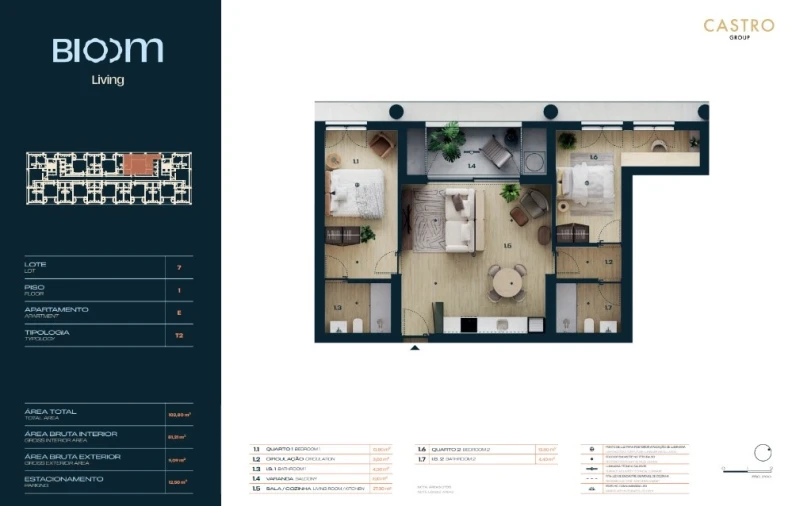 Apartamento T2 para Venda em Moreira Planta 1