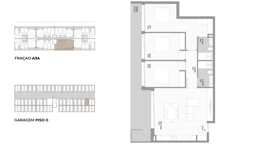 Apartamento T3 para Venda em Fânzeres e São Pedro da Cova Planta 1