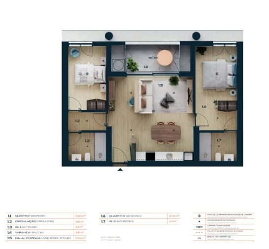 Apartamento T2 para Venda em Moreira Planta 1