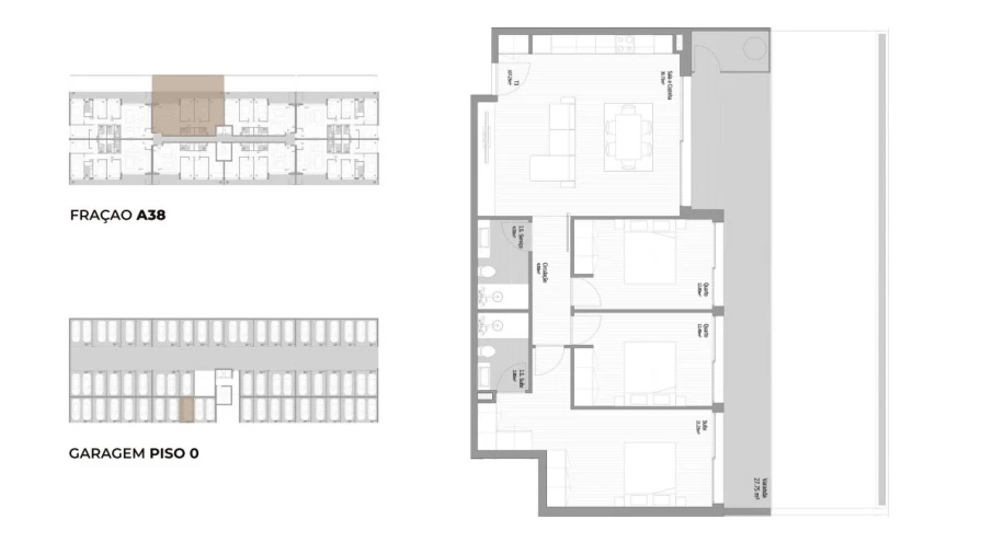 Apartamento T3 para Venda em Fânzeres e São Pedro da Cova Planta 1