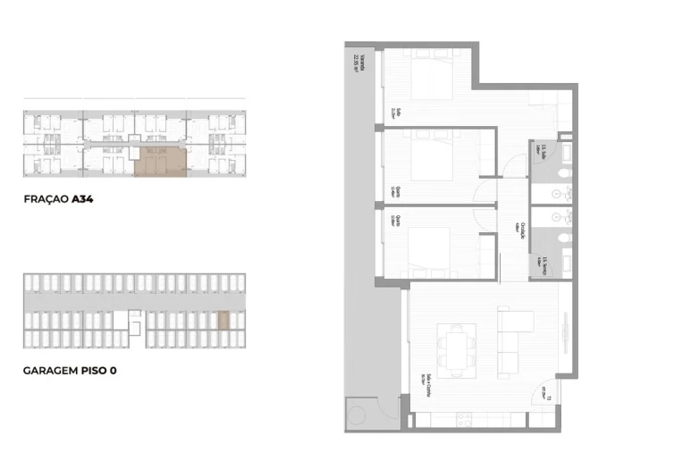 Apartamento T3 para Venda em Fânzeres e São Pedro da Cova Planta 1
