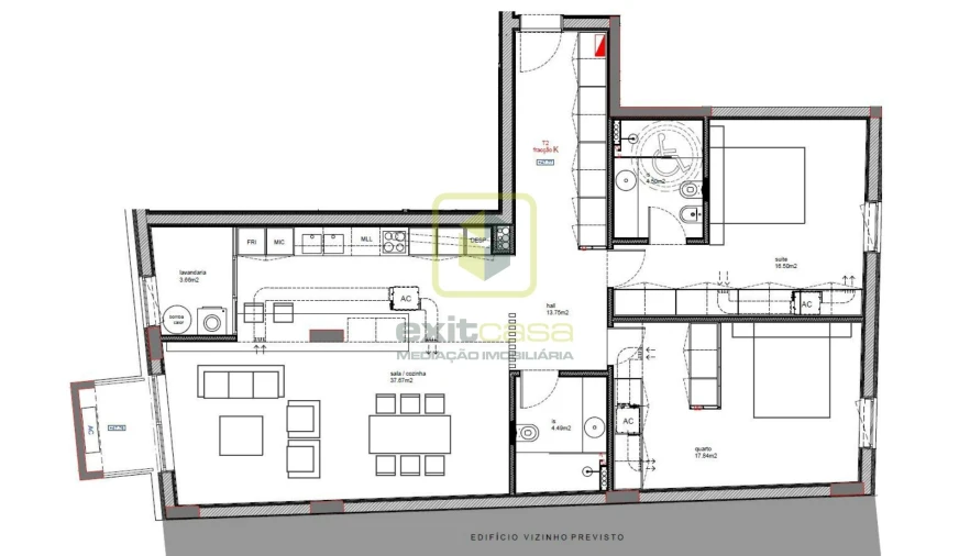 Apartamento T2 para Venda em São Bernardo Planta 2